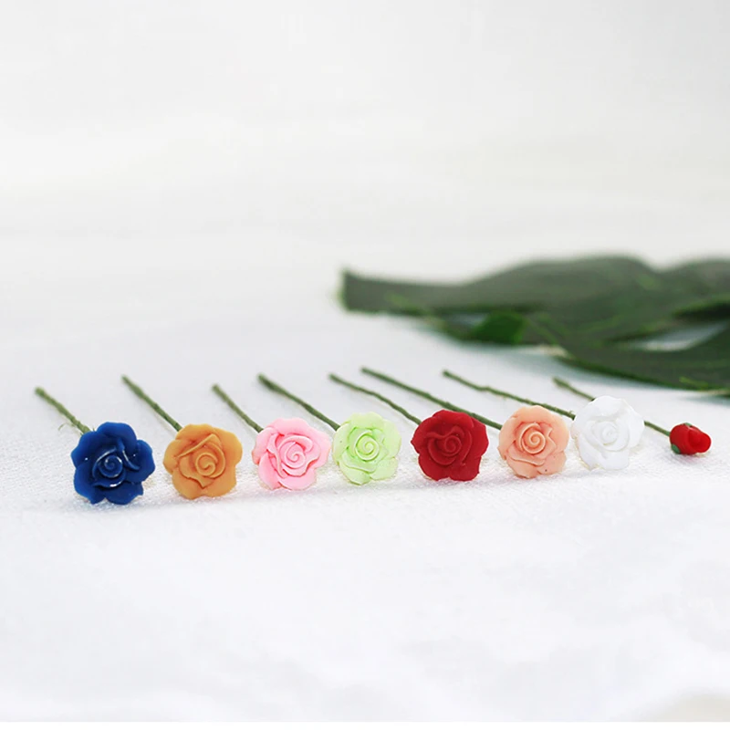 New 1/12 Dollhouse Miniature Colorful Rose Flower Bud For Bjd OB11  Blyth Doll House Garden Decoration Accessories