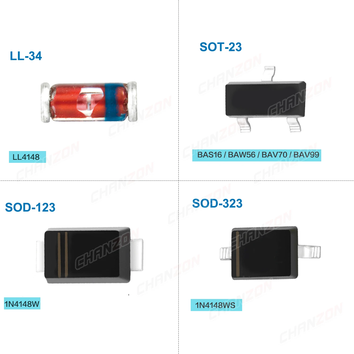 LL4148 BAS16 BAW56 BAV70 BAV99 1N4148W 1N4148WS SMD Small Signal Fast Switching Diode Mark A1 A4 A6 A7 T4 LL 4148