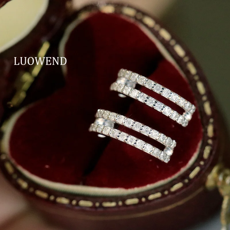 

Серьги LUOWEND из 100% белого золота 18 карат, классический элегантный стиль, серьги-гвоздики со настоящим натуральным бриллиантом 0,36 карата для женщин, изящные ювелирные изделия