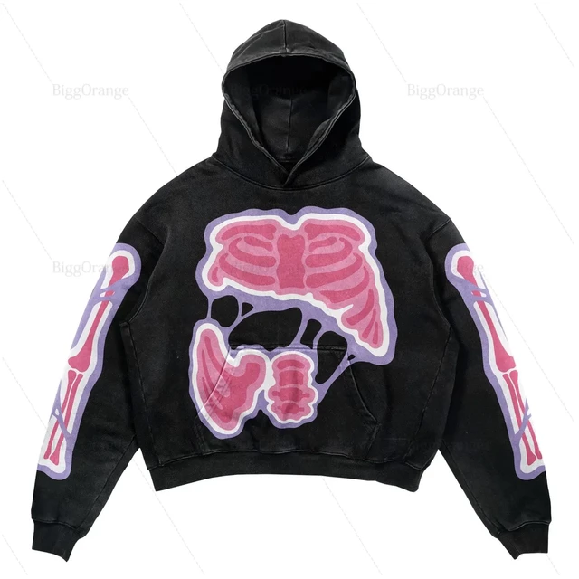 Y2k Skull Print Hoodie Streetwear Harajuku Oversized Skull Vintage Couples Sweatshirt Goth High Quality top Hoodies Men Clothing AliExpress