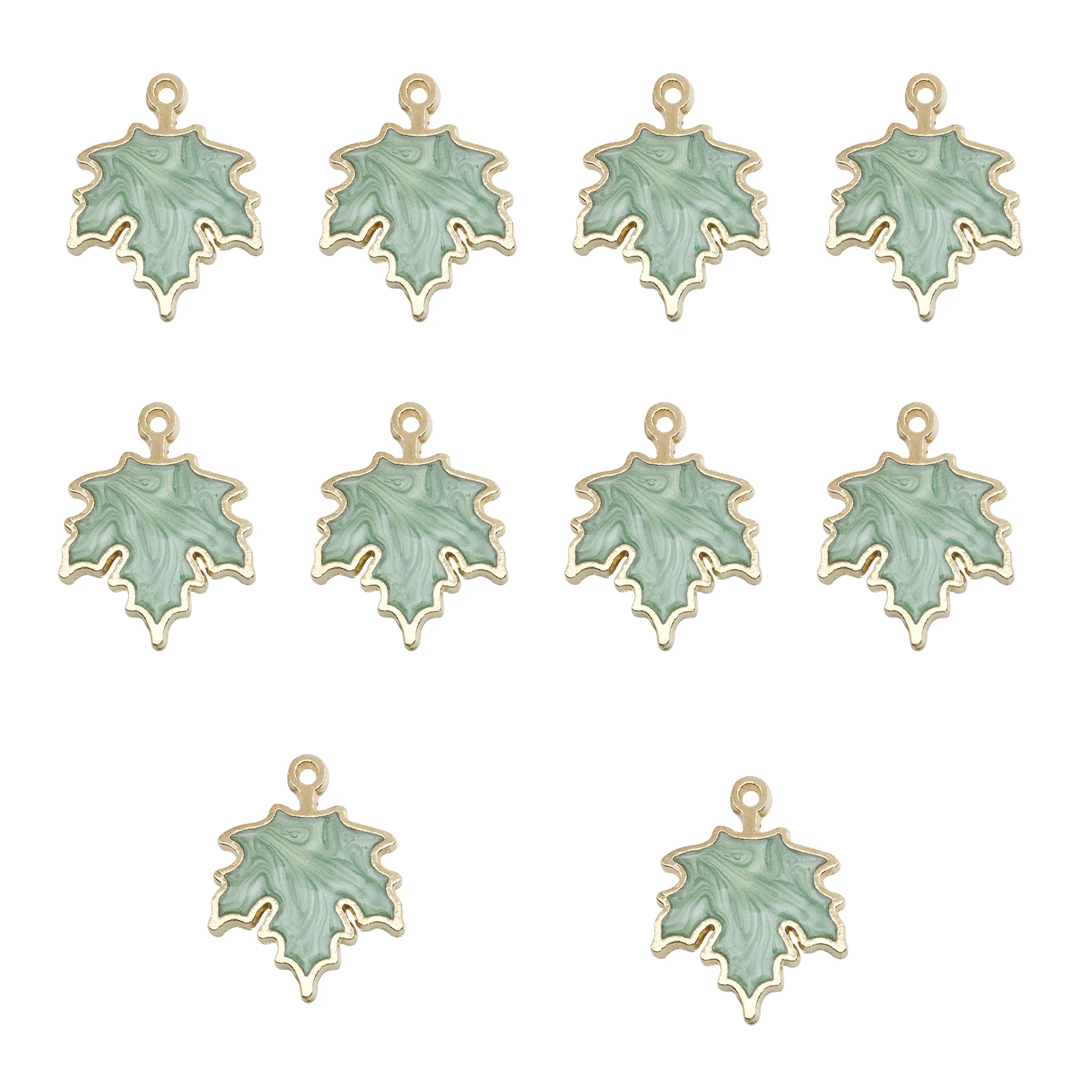 10Pcs Autumn Maple Leaf Charms for DIY Jewellery Making