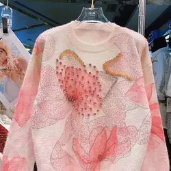 Women's Autumn Winter Clothing Outerwears Luxury Style Bling Diamonds Women's Sweater Y2K Knitwear Pullovers pull femmes