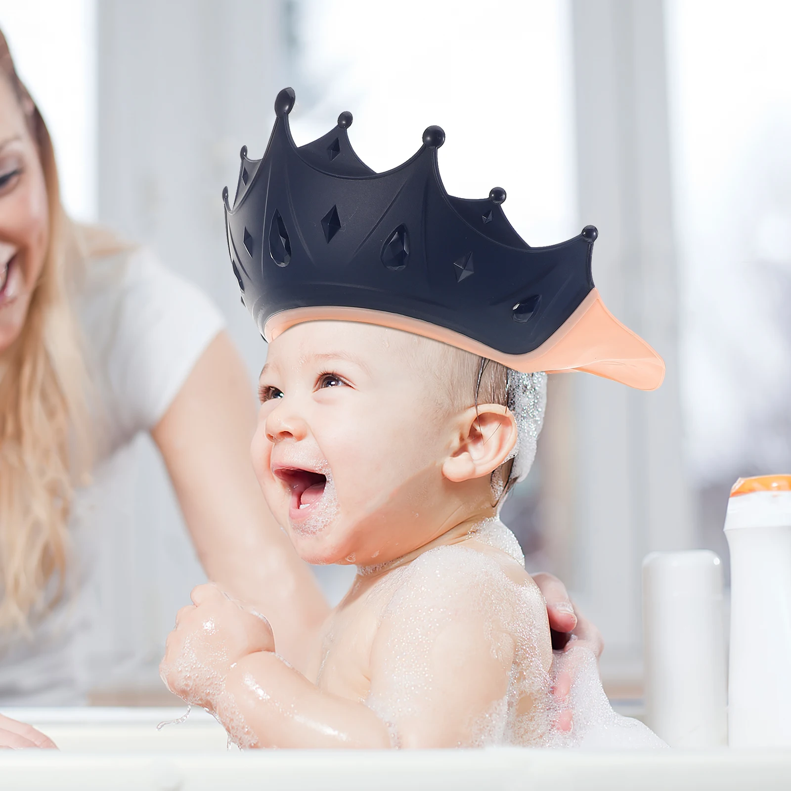 

2pcs Adjustable Baby Toddler Hair Washing Visor Kids Bath Cap Eye Ear Protection Soft Shampoo Hat For 0-9 Years Old Children