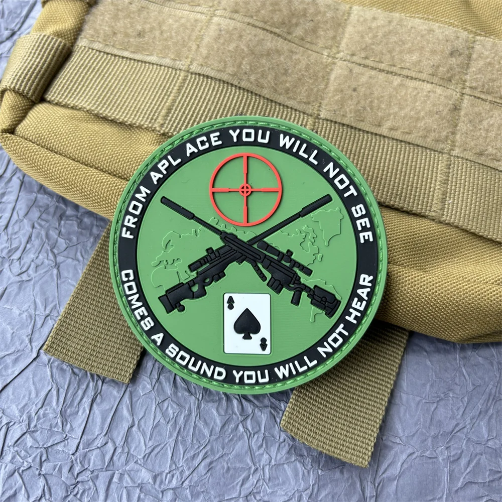 Sniper PVC Military Patch Tactical Equipment  Morale Badges Sniper Ace Card Gun Stickers Hook and Loop Patches Backpack