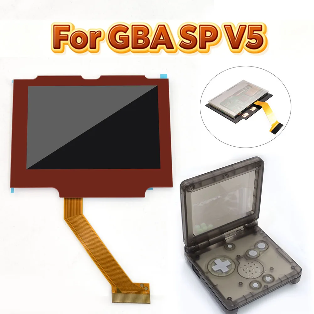 HISPEEDIDO GBA SP용 프리라미네이트 IPS V5 스크린 키트, 고휘도 백라이트 LCD, 게임보이 어드밴스 SP용, 하우징 절단 불필요