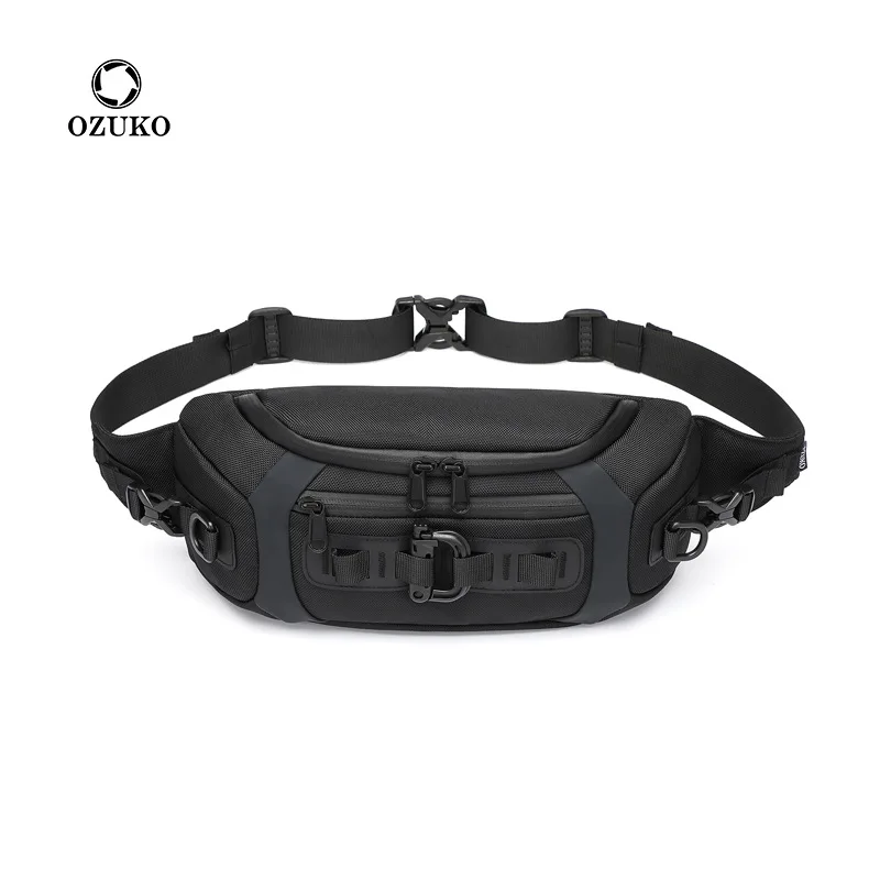 OZUKO Waist Bag Fashion Men Outdoor Sports Tactical Fanny Pack Multifunction Waterproof Male Chest Bag Mens Crossbody Bags Bum