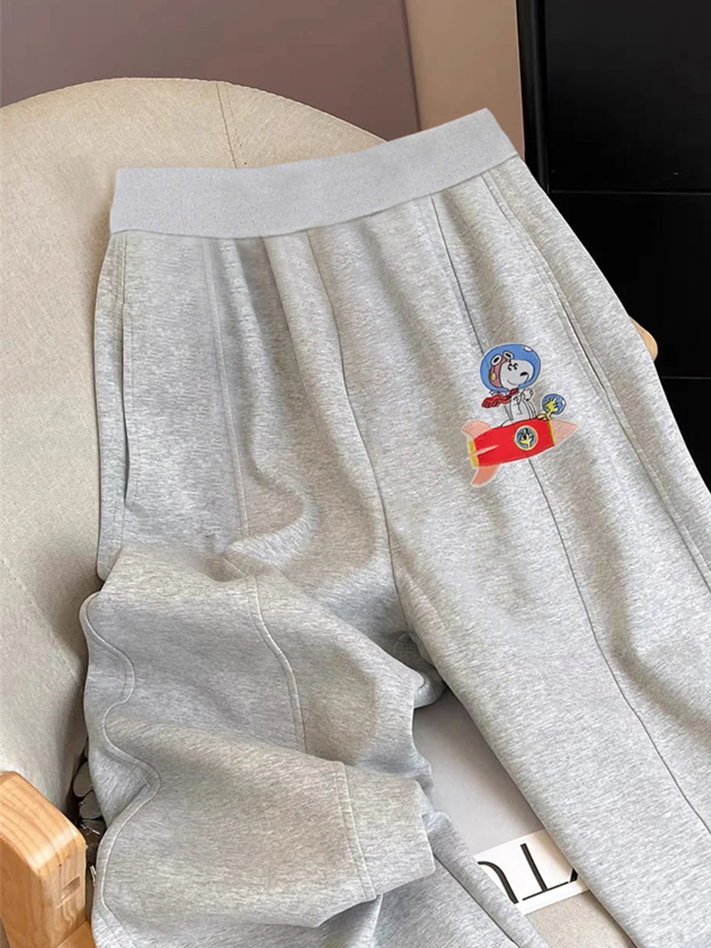 Rétro doux dessin animé imprimé taille haute pantalons décontractés hommes printemps automne Faion mince ample polyvalent sport jambe large pantalon