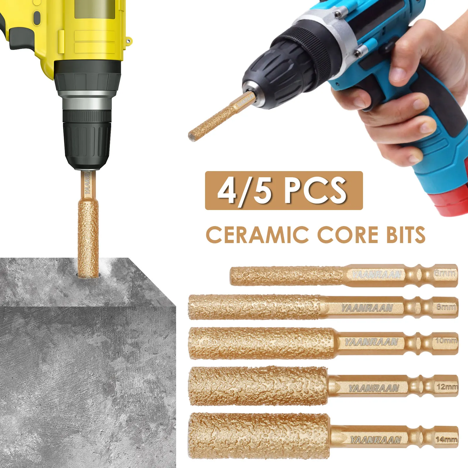 

2 in 1 Diamond Sanding Drill Bit High Efficiency Diamond Hole Drilling Bit With Non Slip 1/4" Hex Shank for Tile Ceramic Glass
