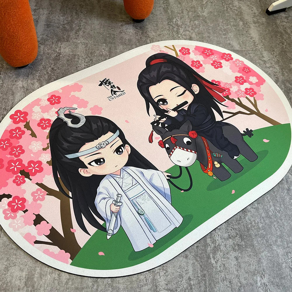 New The Untamed Chen Qing Ling Absorbent Anti-slip Cushion Wei Wuxian, Lan Wangji Cartoon Figure Home Bathroom Carpet Floor Mat