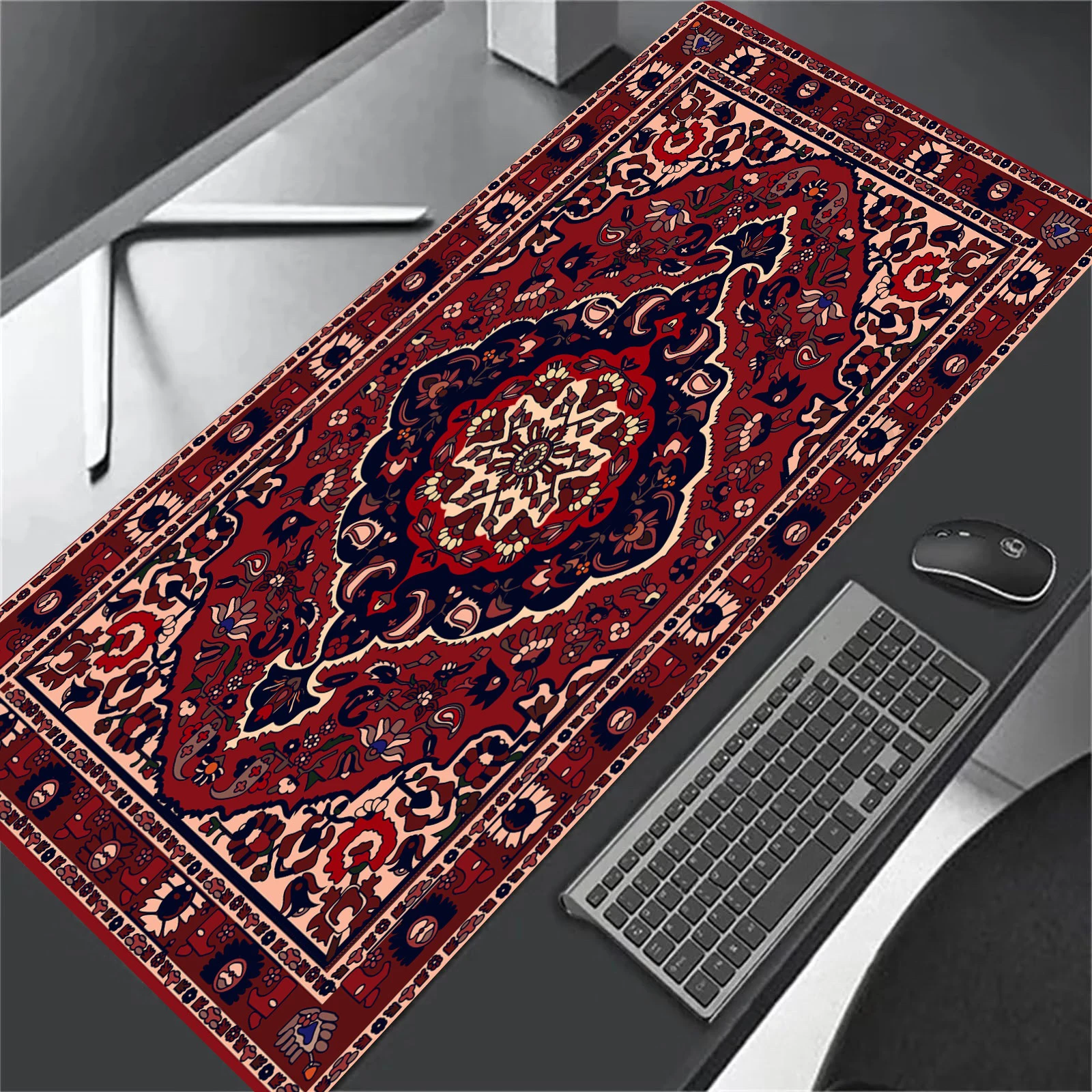 Blue Persian Carpet Office Supplies Rubber Non Slip Keyboard Desk Mat Persian Texture Desktop Gadget XXL Gaming Mouse Pad