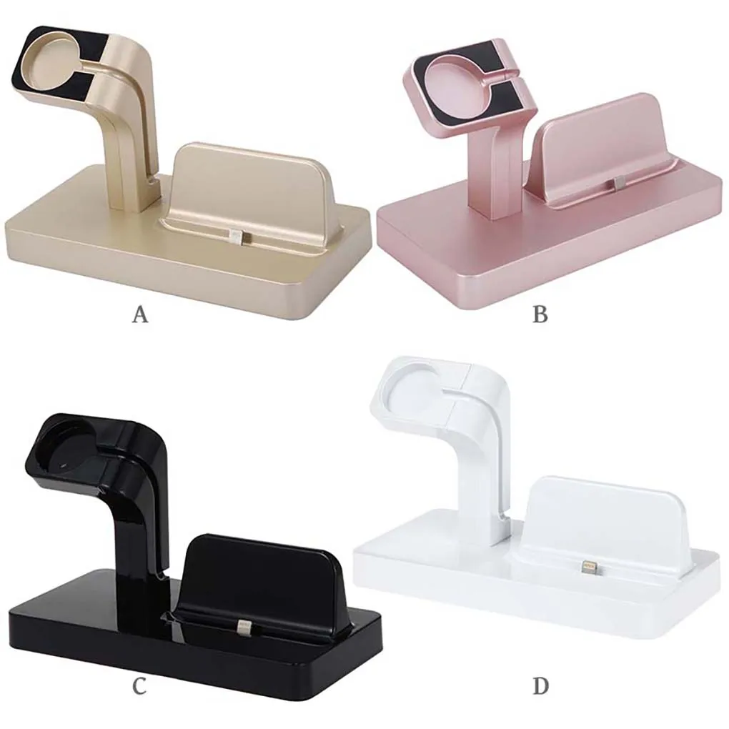 

Charging Base 2-in-1 Charger Dock Smart Watch Phone Charging Stand USB Port Charger Station Gold