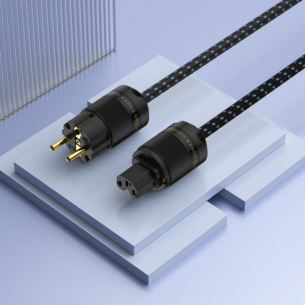 Pair GE+GC Unprint  High End 24K Gold Plated Schuko AC power plug+IEC power connector