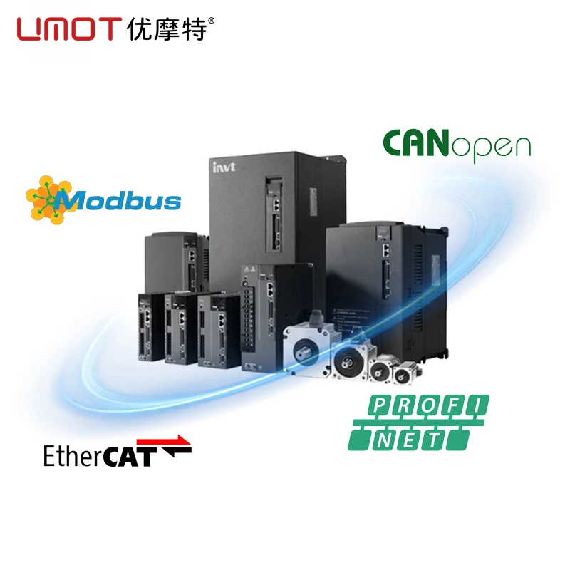 Umot 17/23-bit Absolute Encoder 1KW/1.3KW/1.5KW/1.8KW/2KW Small AC Servo Motor with Drive RS485/Pulse/CANopen/EtherCAT/PROFINET