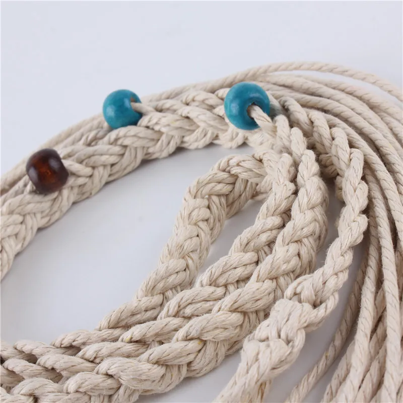 Retro Handwoven Braided Waist Belts for Women Fine Knot Hemp Rope Ethnic Waistband Corset Chain Accessories Luxury Designer