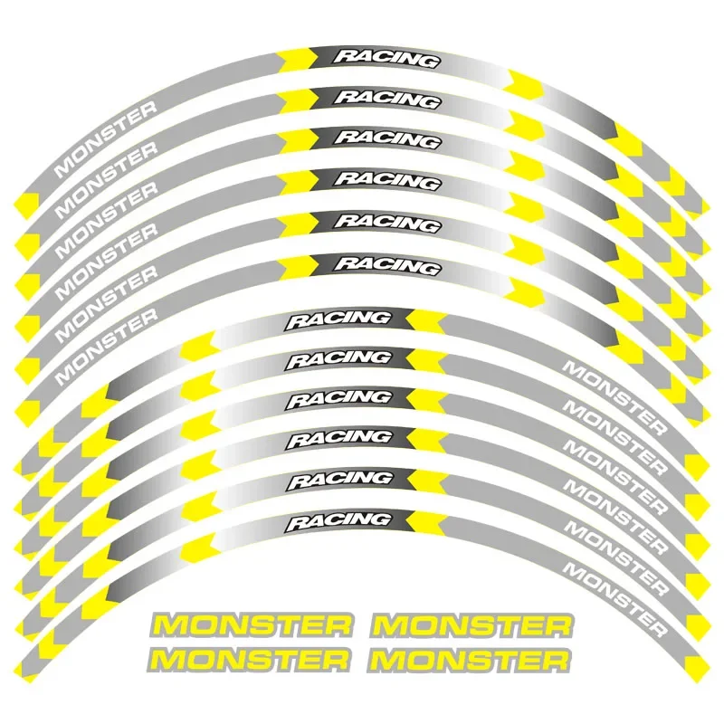 Motorcycle Wheel Sticker Decal Reflective Rim Suitable For DUCATI MONSTER 1200/S/R 821 796 696 1000 900 S4R S4 400 620 695