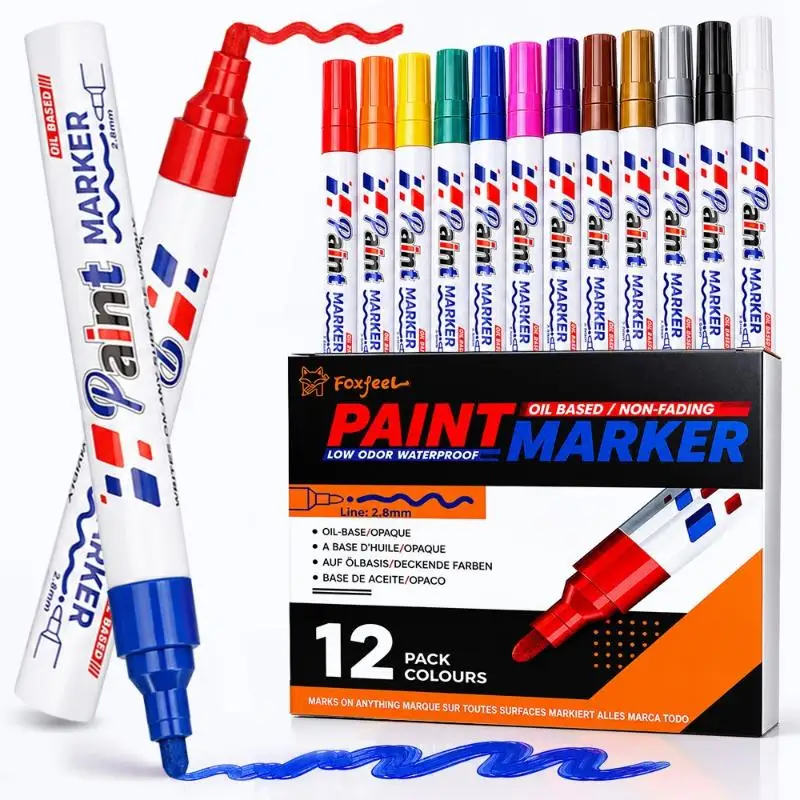 Car Paint Pen 1Pcs Waterproof Oily Marker for Car Wheel Tire Rubber Scratch Fix Auto Parts Graffiti Marking Tool