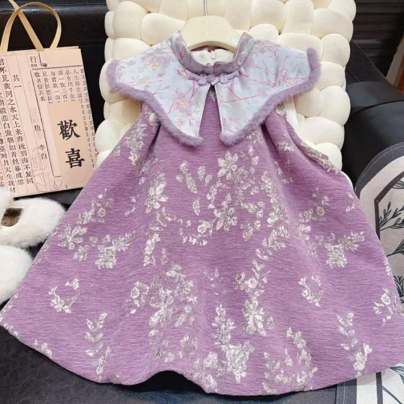

Girls Thick Vest Dresses Autumn Winter 2025 Children Warm Velvet Dress Sleeveless Clothes For Baby Princess Outfits Kids Costume
