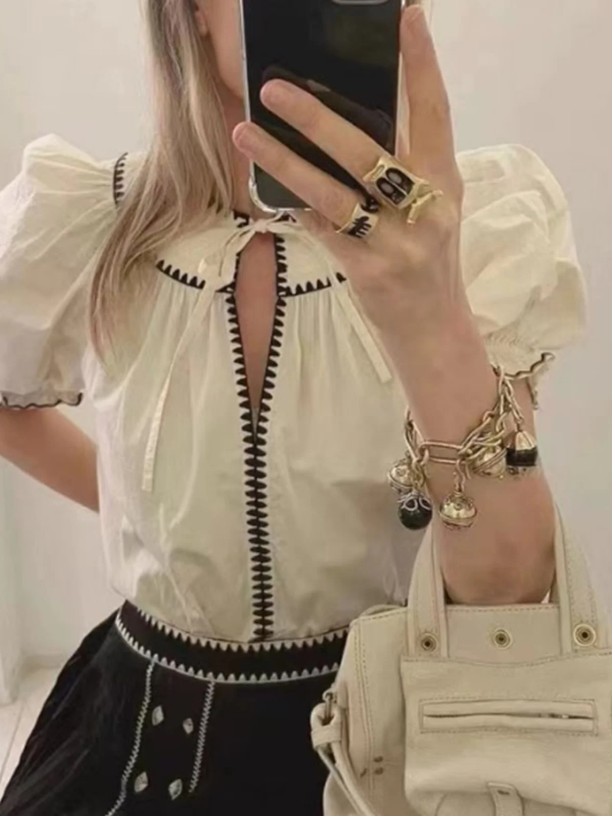 

Quali Early Autumn Heavyweight Water Soluble ell Colion Color Embroidery Cotton Bubble Sve Belted irt Women