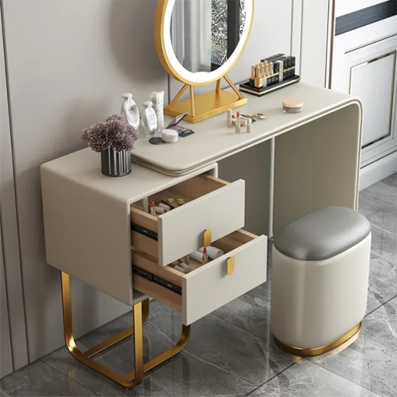 Classic Salon Dressing Table Woman European Silver Charm Dressing Table Bedroom White Tocador Maquillaje Bedroom Furniture