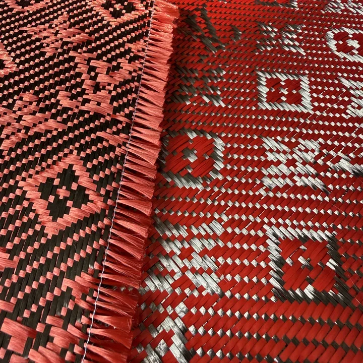 

240gsm real Red Kevlar jacquard fabric cloth fabric geometric pattern 1m/40" wide a slice 100cm*50cm/100cm*30cm