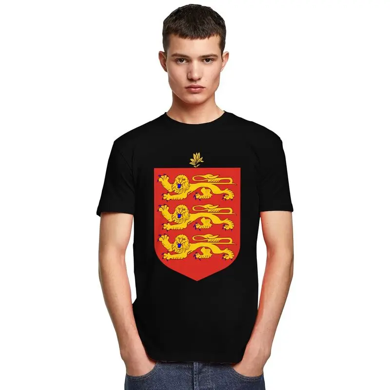 Coat Of Arms Of Guernsey T Shirt for Men Pure Cotton Tshirt Fashion Tee Tops Short Sleeved T-shirts Fitted Apparel