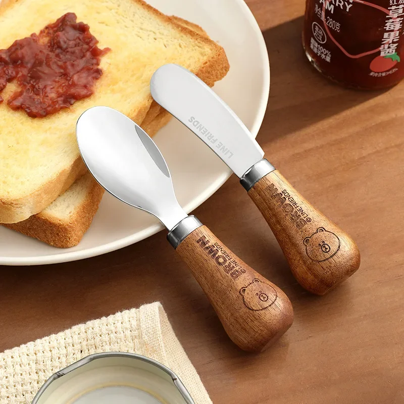 Line Friends Brown Breakfast Bread Toast Cheese Spread Knife Cartoon Stainless Steel Butter Spatula Mini Household Fruit Knife