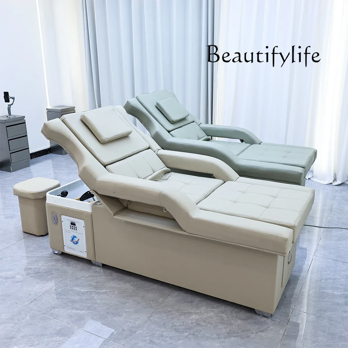 X Electric Back Lifting Head Therapy Sofa Integrated Bed Foot Washing Massage Bed SPA Shampoo Ears Foot Massage