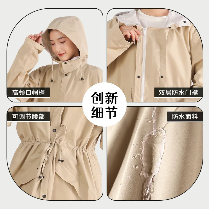 Fashion Windbreaker Style Long Raincoat for Men and Women Full Body Rainstorm Proof Rain Proof Poncho for Electric Vehicles