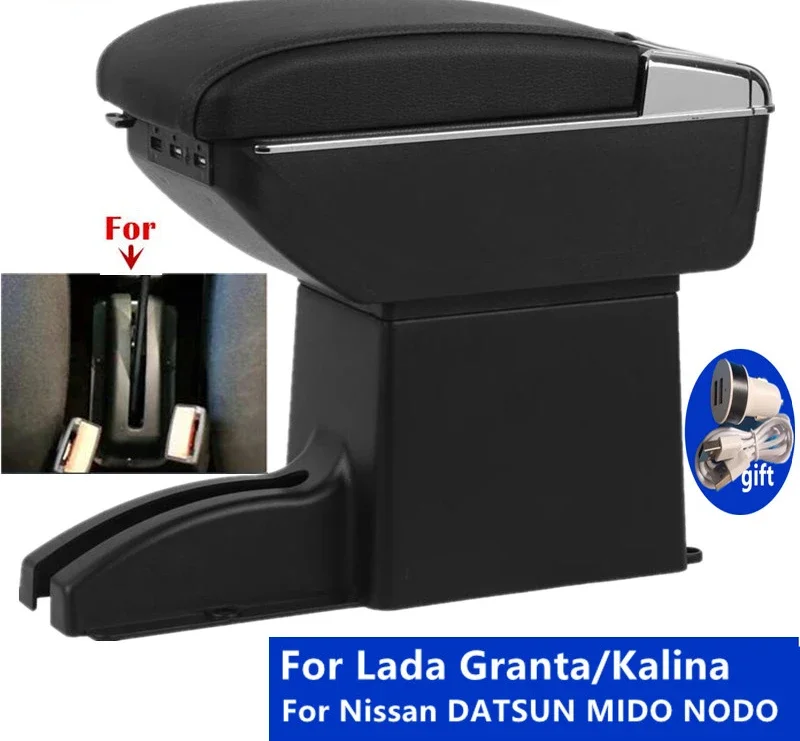 For Lada Granta Armrest Box For Lada Kalina Nissan DATSUN MIDO NODO Car Armrest Car Storage Box Interior Retrofit Accessories