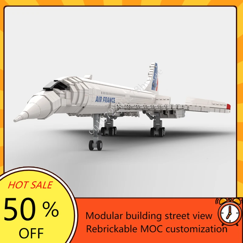 2010PCS MOC Building Blocks 1:72 Scale Concorde Plane Model DIY Assembled Bricks Aircraft Educational Children Toys Xmas Gifts