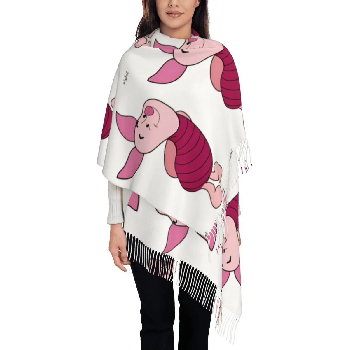 Cute Winnie The Pooh Bear Lively Scarf for Women Fall Winter Shawls and Wrap Long Shawl Scarf Ladies