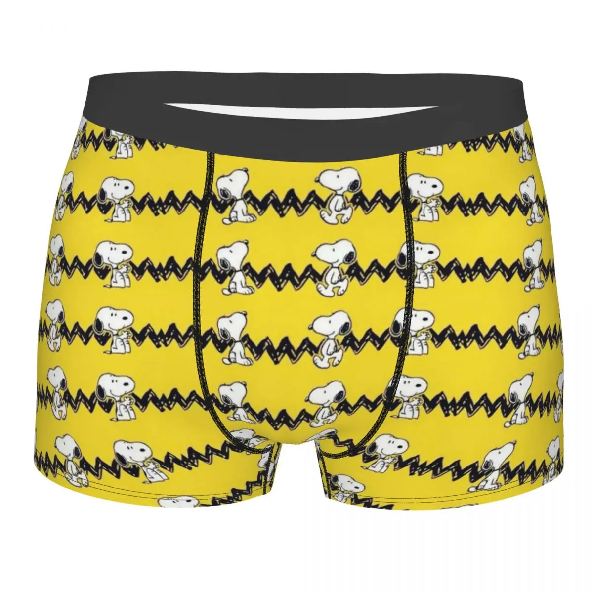 Customized S-Snoopys Yellow Pattern Underwear Male Printed Kawaii Hot Boxer Shorts Panties Briefs Breathable Underpants