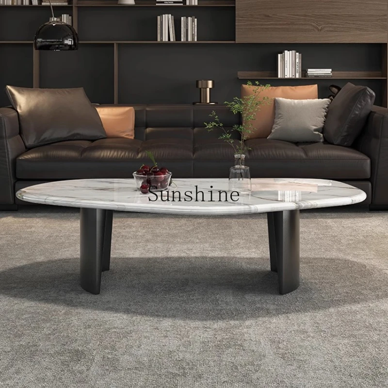 

Small apartment Italian high-end living room household natural marble small coffee table