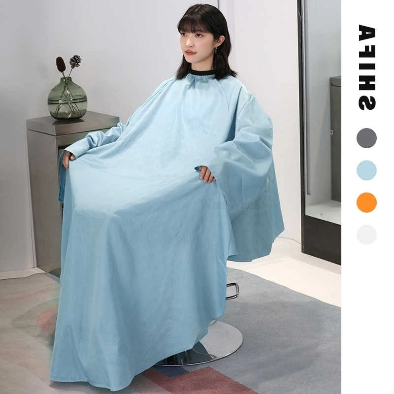 Professional Hair Salon Cutting Hair Wraps Long Sleeved Hairdresser Robe Thicken Printed Hairdressing Cloak Barber Apron Y0206