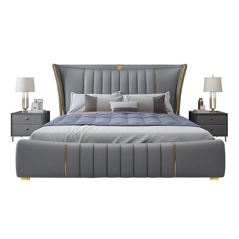 

Light luxury Italian leather modern simple 1.8 meters double bed