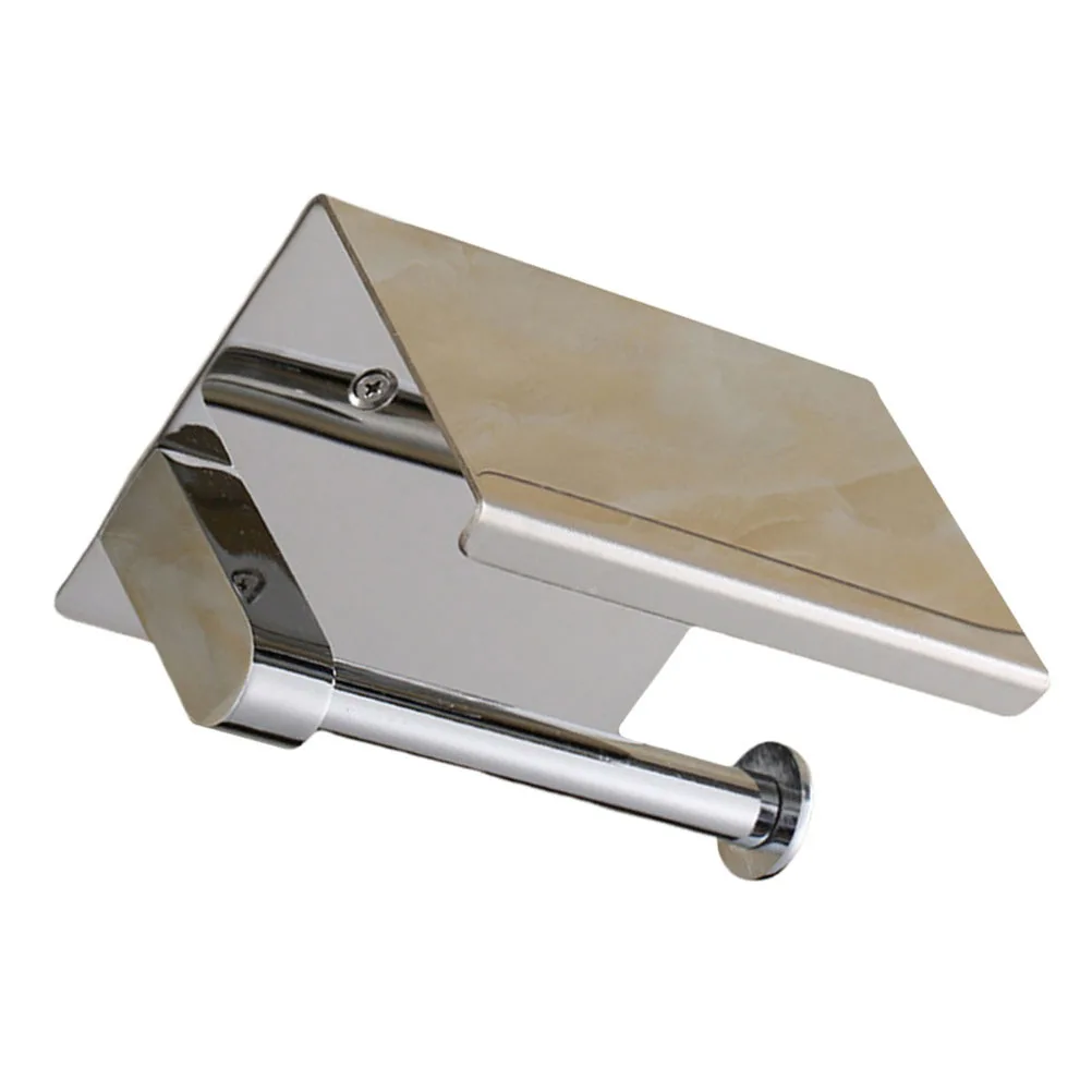 

Stainless Steel Tissue Holder Roll Paper Storage Shelf Multi-Functional Bathroom Accessory Silver Easy to Clean