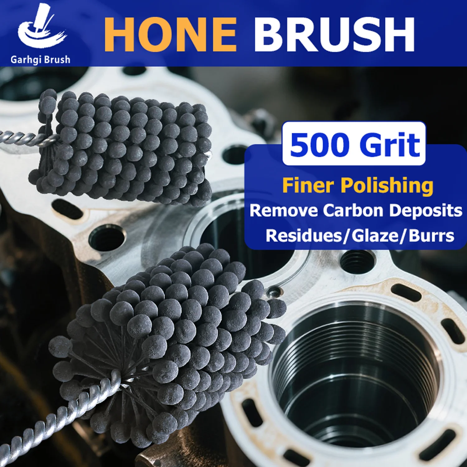 Brosse à bille Abrasive grain 500, outil électrique en carbure de silicium, alésage de cylindre de moteur, polissage, ébavure, dégommage, élimination des résidus de carbone