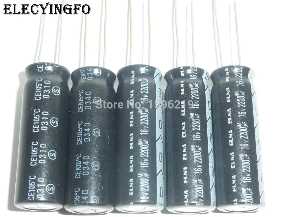 5pcs 2200uF 16V2200UF  ELNA 10x30mm TOP GRADE Original 16V2200uF Aluminum Electrolytic capacitor