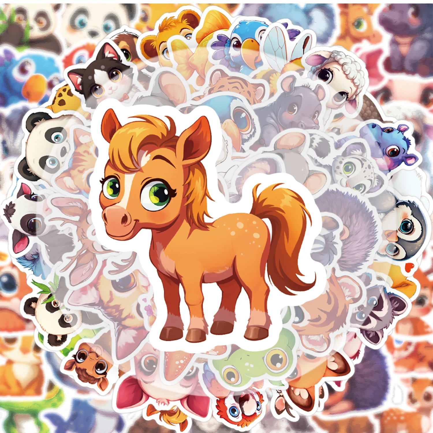 50 Animal Stickers, Vibrant Sticker Decals Suitable for Water Bottles, Laptops, Cell Phones, Suitcases, Skateboards, Guitars, and Party Decorations