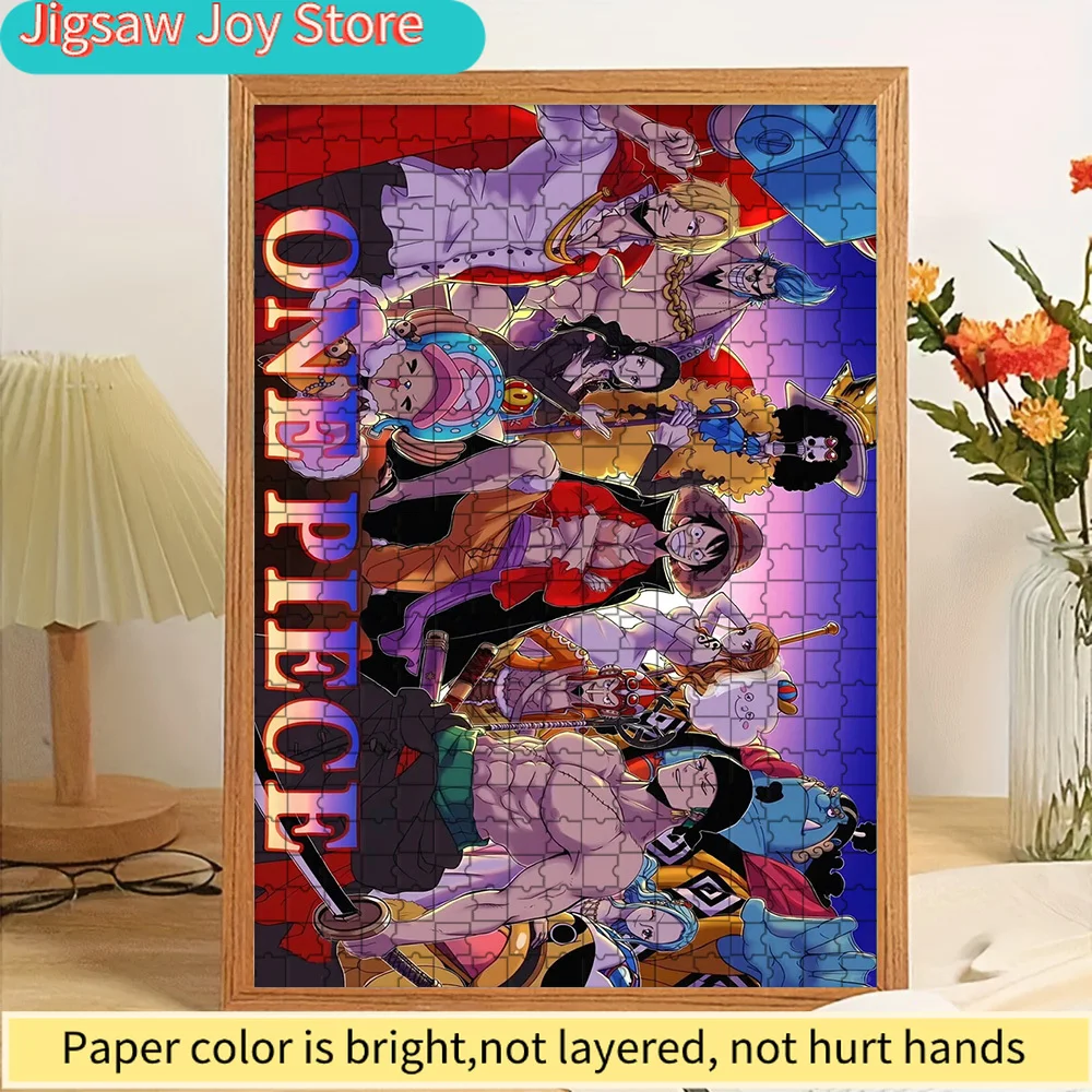 Rompecabezas de papel con collage de personajes de One Piece, Piratas del Sombrero de Paja, con fondo degradado, regalo creativo para fanáticos del anime