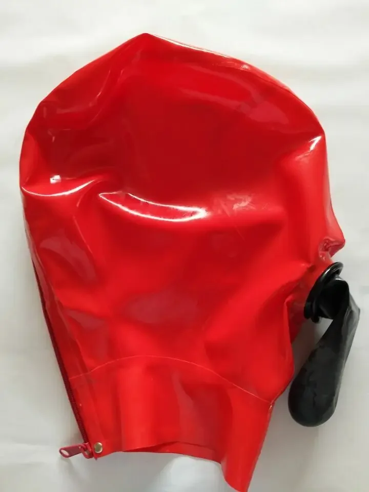 

Latex Rubber Gummi Overall Hood Party Red Headgear Mask S-XXL