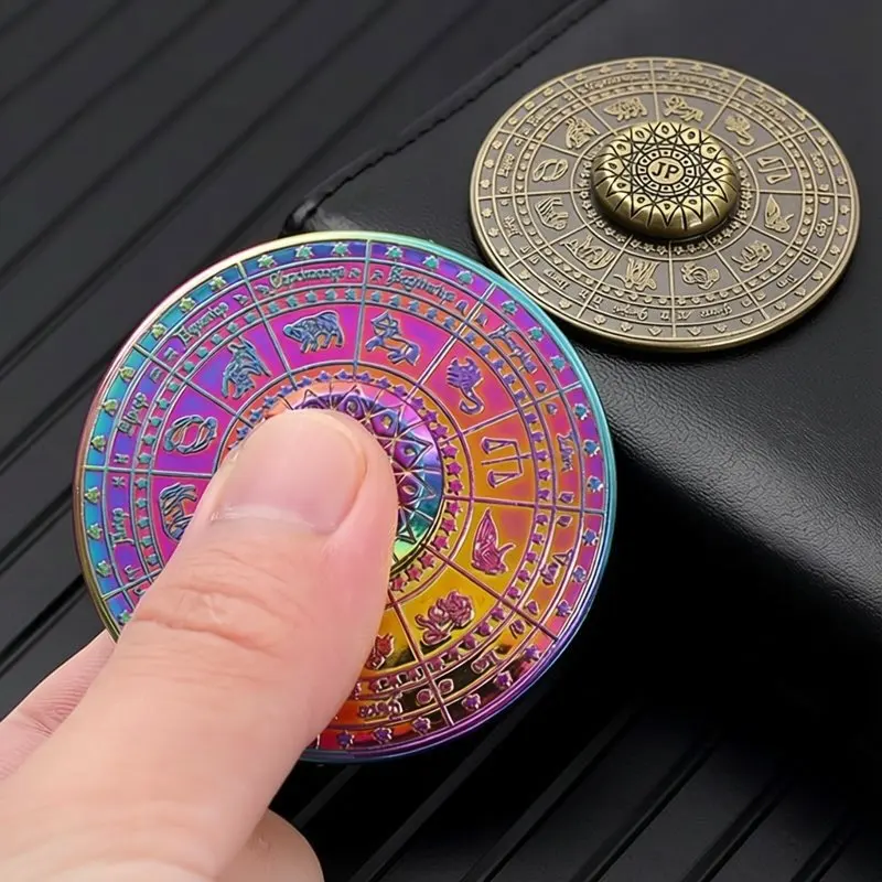 Constellation Pattern Metal Fingertip Gyro Spinner EDC Gadget ADHD Anxiety Stress Relief Toys Adults Kids Unique Gift