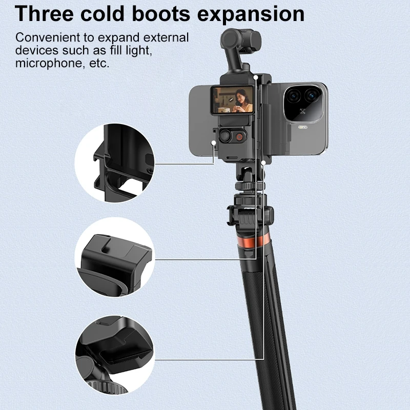 PULUZ for DJI OSMO Pocket 3 Protective Frame Expansion Phone Clamp Compatible with Tripod Pole Phone Clamp