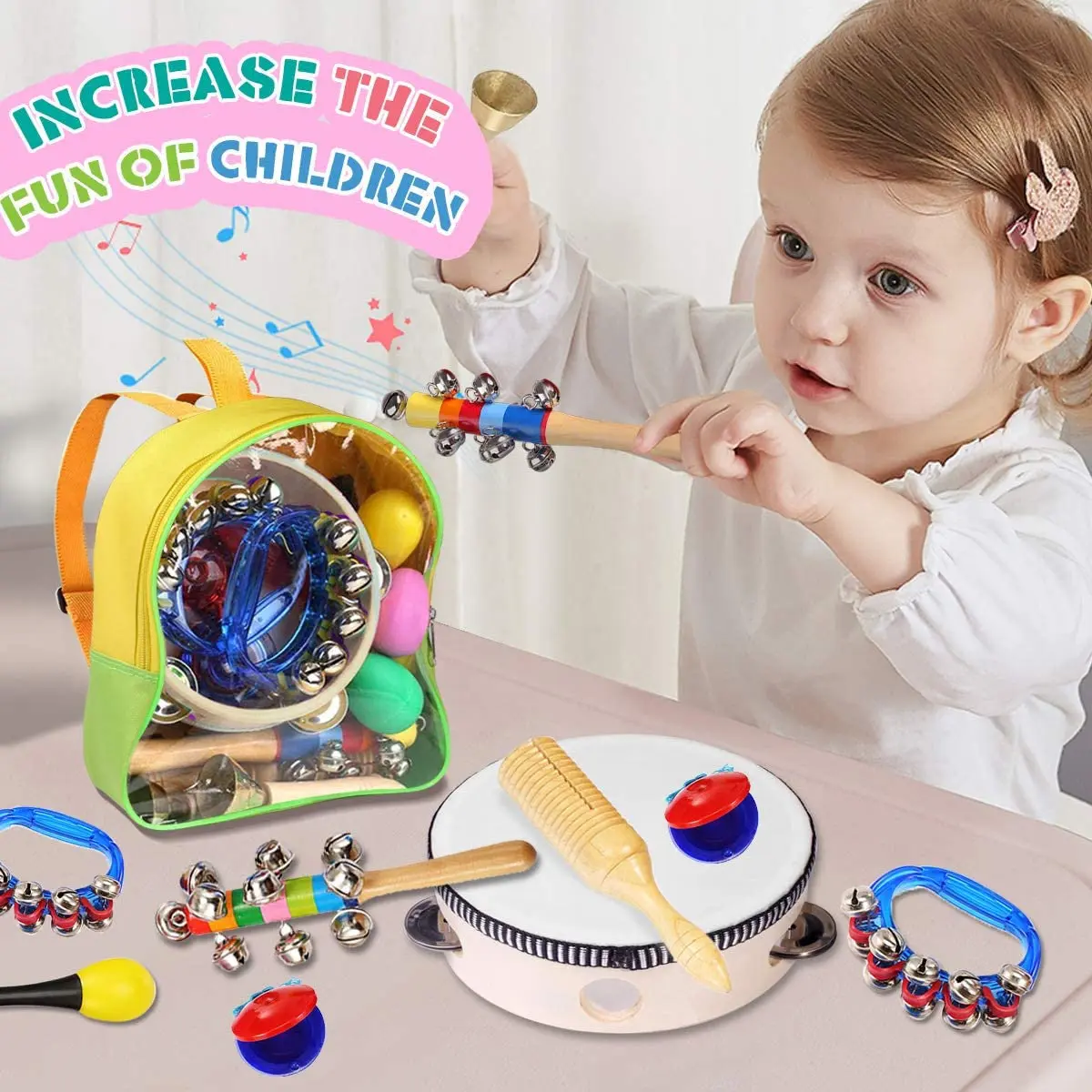 

15Pcs Musical Instrument Set for Children 10 Different Colorful Percussion Instruments Suitable for Toddlers Preschool Kids