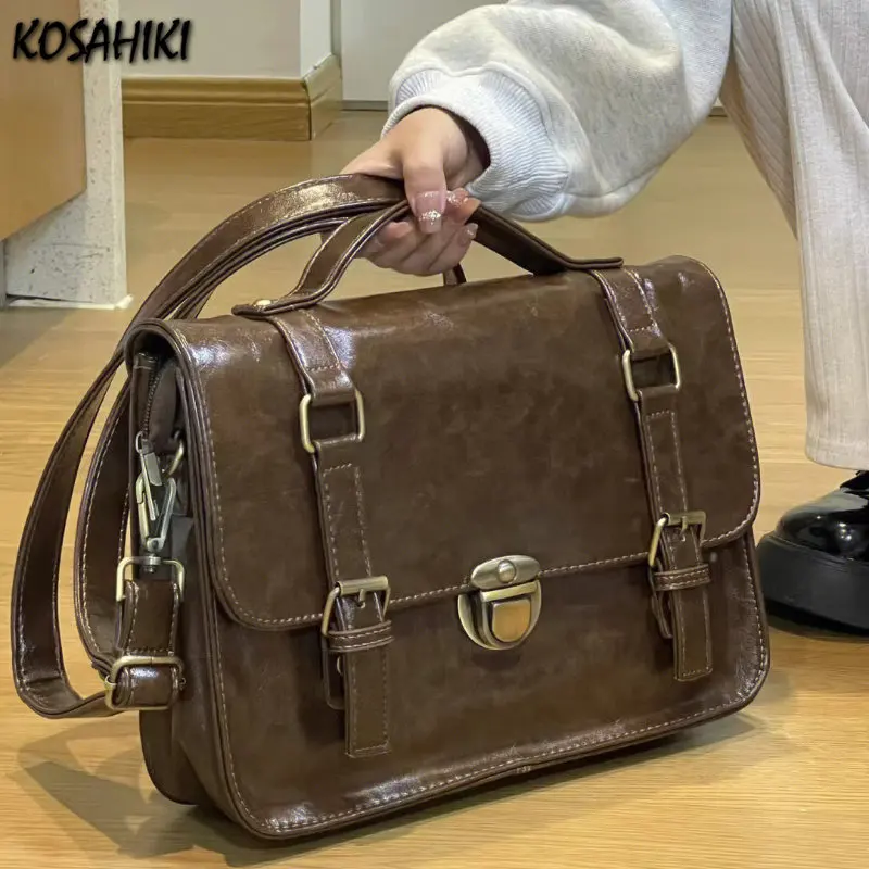 Korean Vintage Punk Handbags Women Luxury Design Preppy Messenger Bags Japanese Y2k Aesthetic Trendy Shoulder  Office Lady