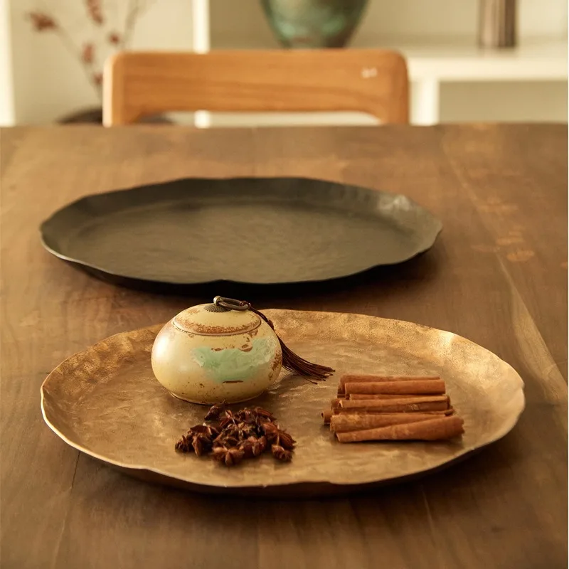 Vintage Storage Tray Handcrafted Irregular Tray Dining Table Berries Trays Bowl Luxury Tabletop Hotel Restaurant Ornament