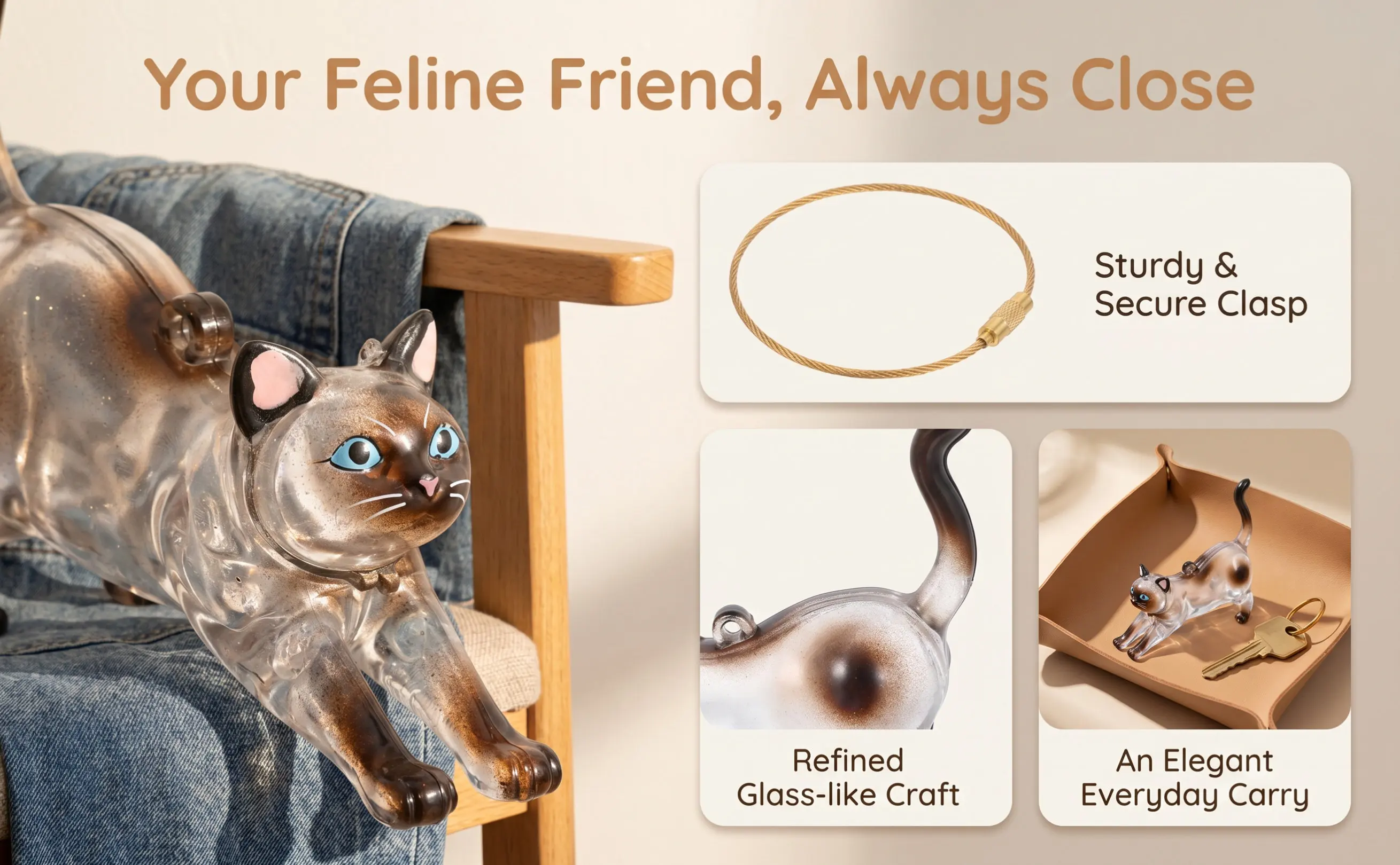 Transparent Pet Hair Storage Keychain Hair Kawaii Cat Keychain Pet Whisker Holder Keyring First