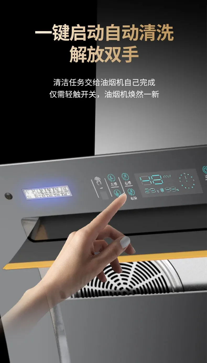 220V Royalstar Range Hood Side Suction Strong Power Dual Motor Wall Mounted Kitchen Extractor