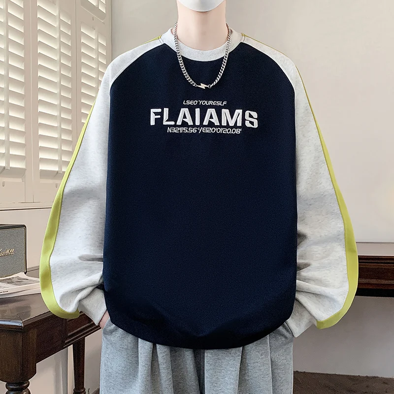 

Loose Long Sve round Ne Sweatirt for Boys Spring Autumn Comfortable Breathable Casual Wear Resistant Fading Youth Student