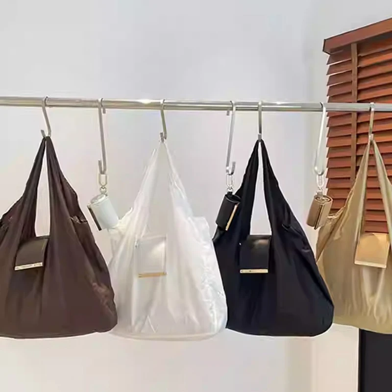 Reusable Mini Keychain Tote Bag with Key Ring Expandable Shopping Bag Foldable Supermarket Eco-Friendly Bag Daily & Accessory